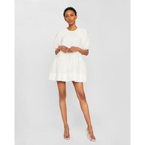 Club Monaco | Dresses | Club Monaco Tiered Cloud Puff Sleeve Mini Dress  Smoke Gris Womens Size Medium | Poshmark